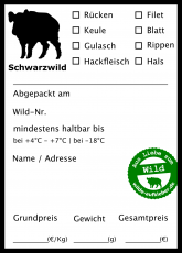100x Schwarzwild-Wildbret-Aufkleber